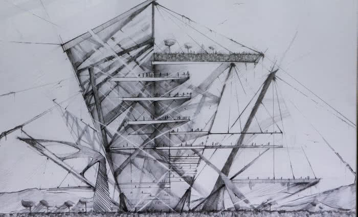"Szkice architektoniczne" z użyciem trzech kolorów. Konkurs dla studentów architektury